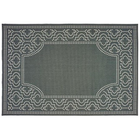 Configuracion Marina Indoor Outdoor Outdoor Border Rectangle Area Rug, Grey - 6 ft. 7 in. x 9 ft. 6 in. CO1864953